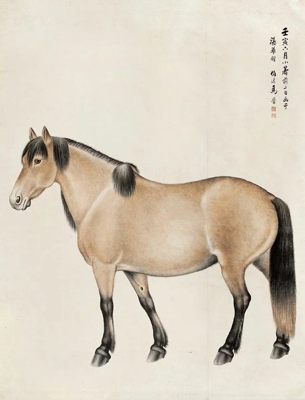 【师从金北楼宗法郎世宁融汇中西的画马名家马晋笔下动物画马匹】 马