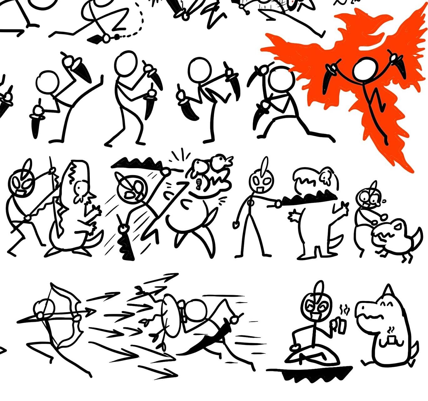 火柴人武器战斗兵器随想创意儿童画简笔画 画给孩子们看的各种兵器的