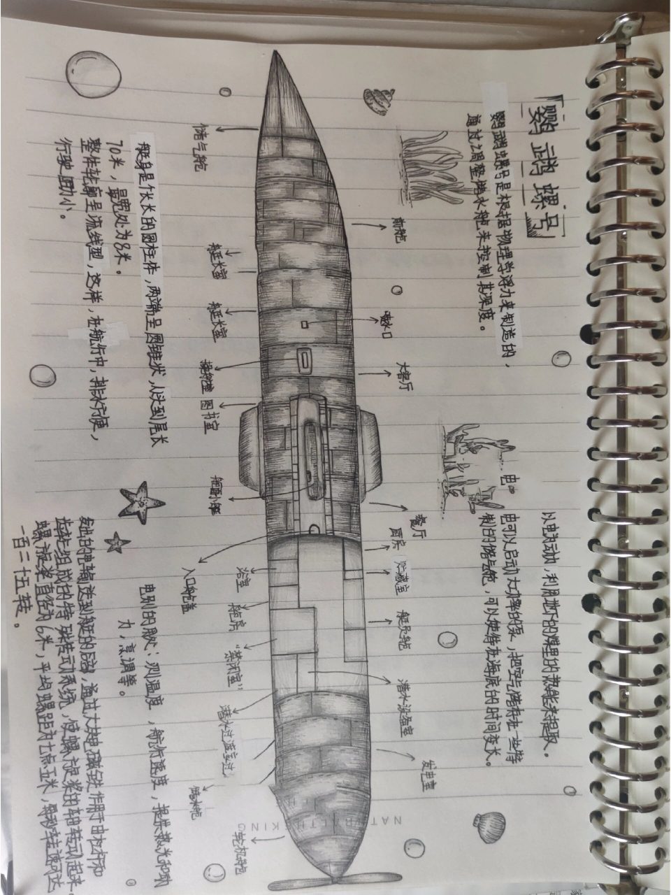 《海底两万里》鹦鹉螺号结构图和作用