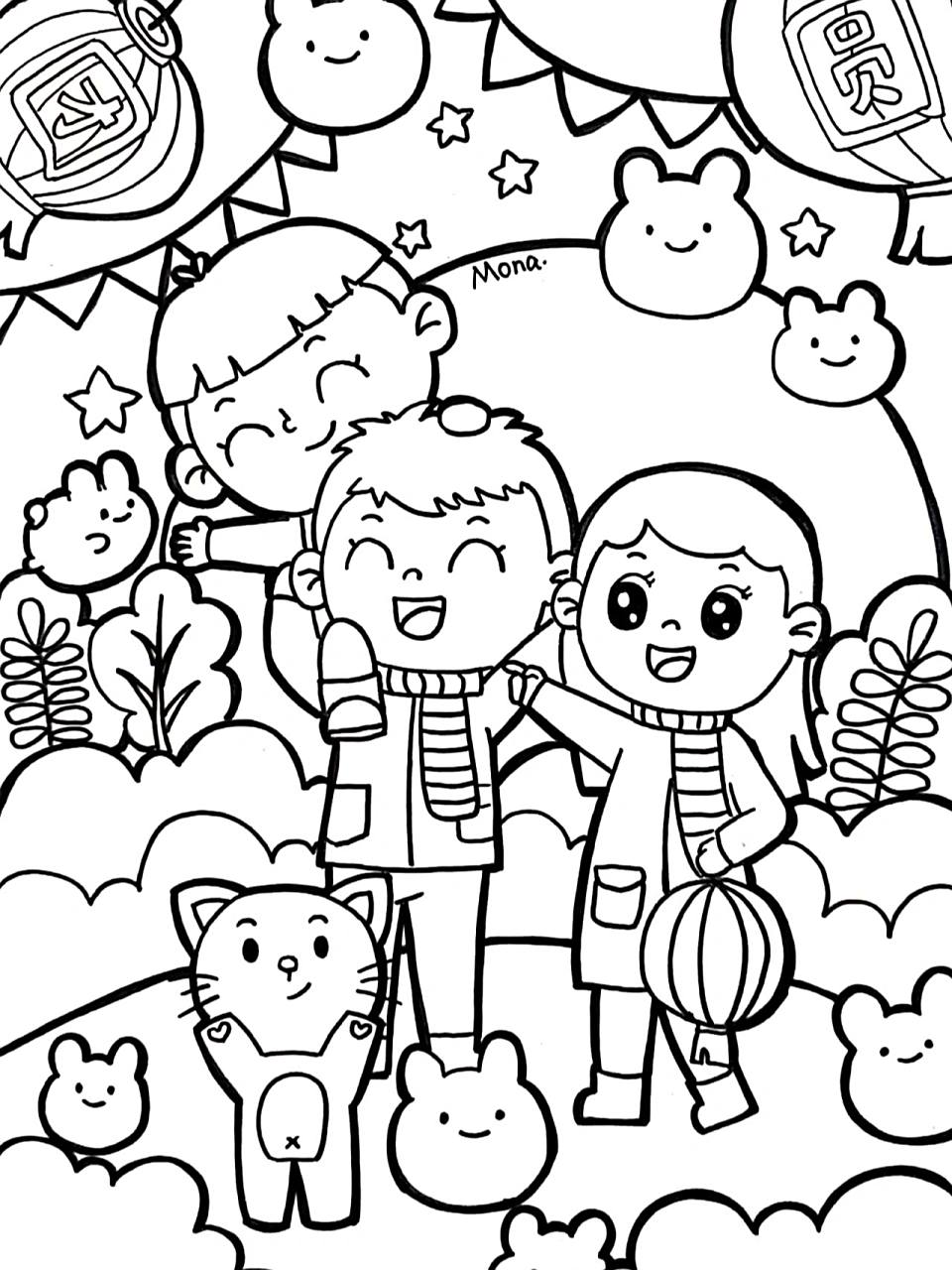 儿童画|幸福的一家90 一家人就是要开开心心 团团圆圆 这张来自汤圆