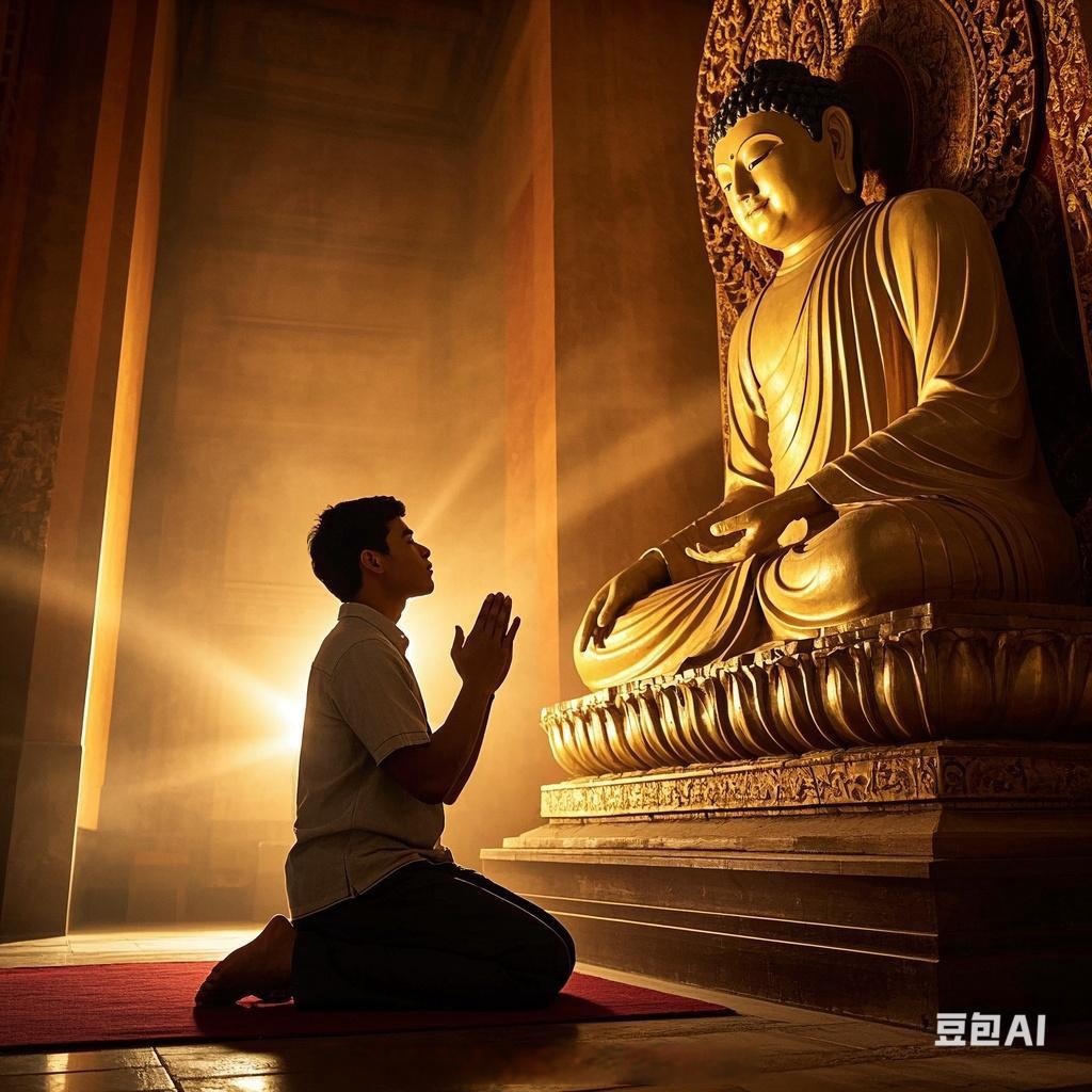 我跪拜莲花台前,金光闪现,祈求佛祖降临,暖化人间