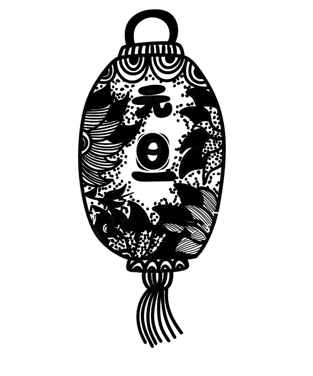 《元旦花灯》黑白线描画灯笼合集 喜迎元旦!