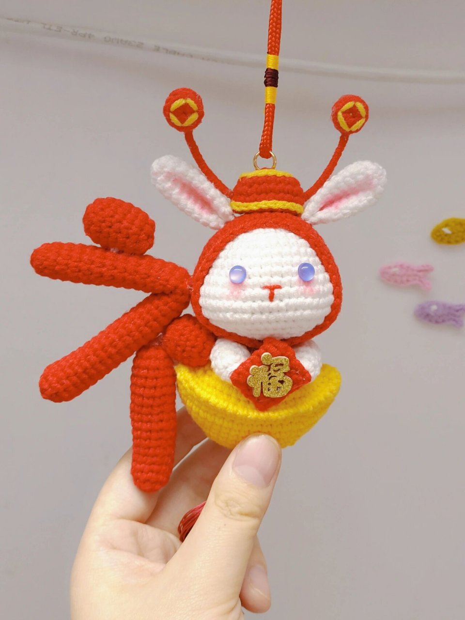 快过年啦90 快来钩一个福字兔兔91吧 我的福字那边自己感觉有点