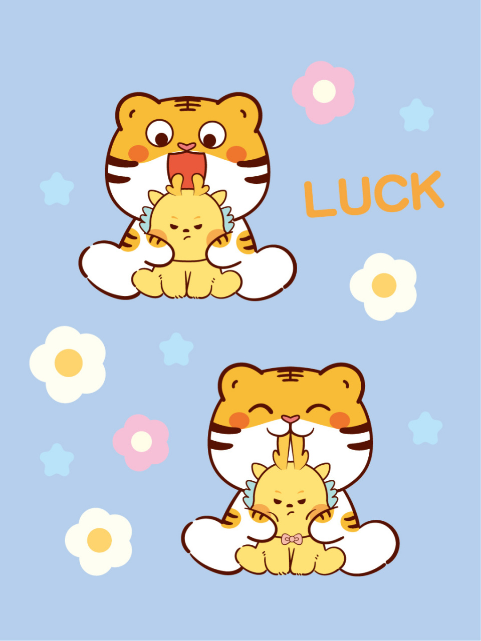 虎萌萌小飞龙ip卡通形象插画龙年生肖图片