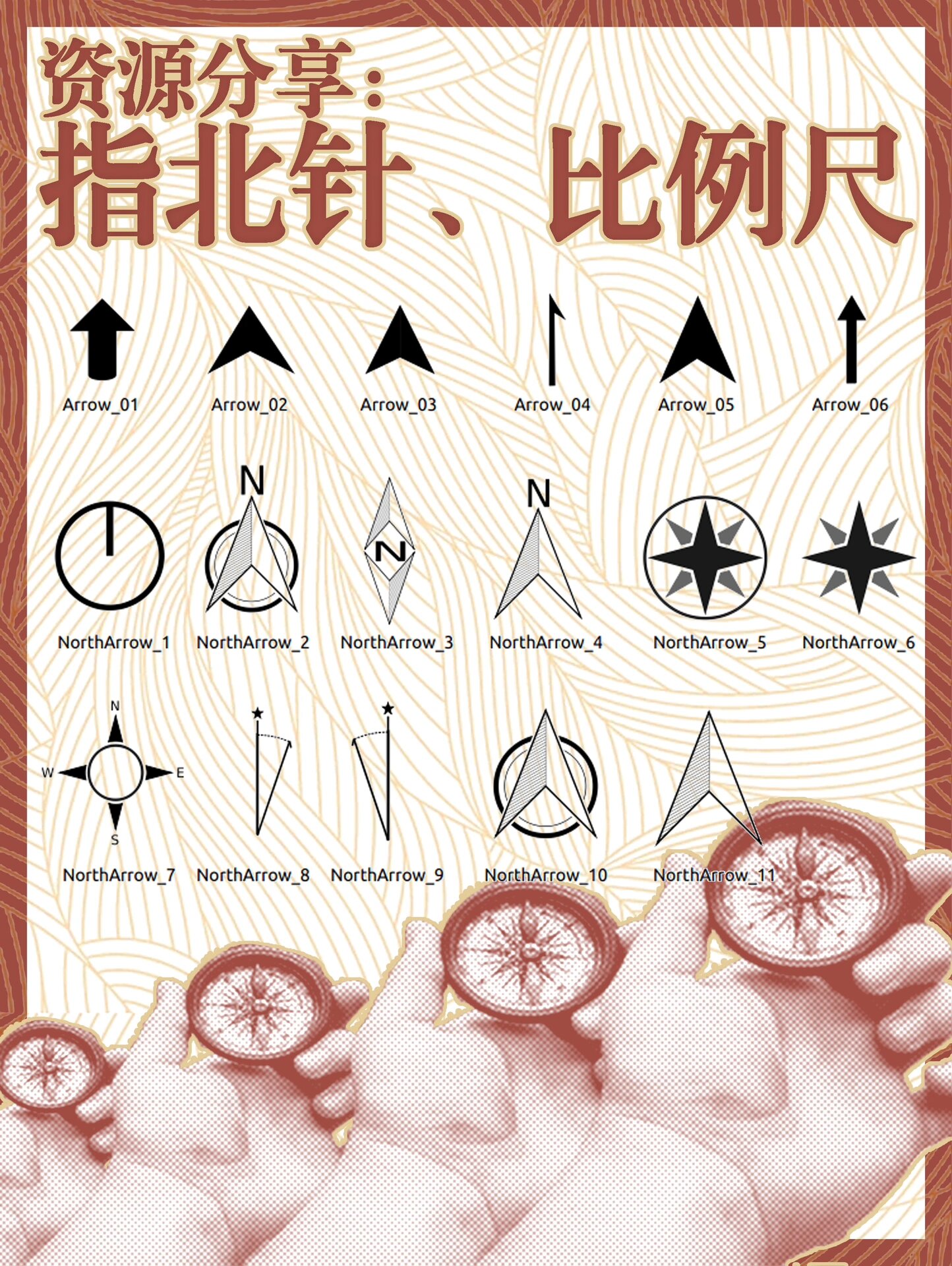 ps指北针及比例尺图片-千图网