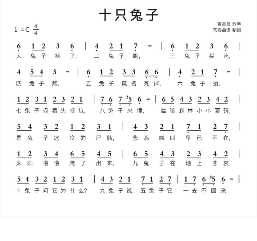 十只兔子简谱来了@深海小脸鱼的动态