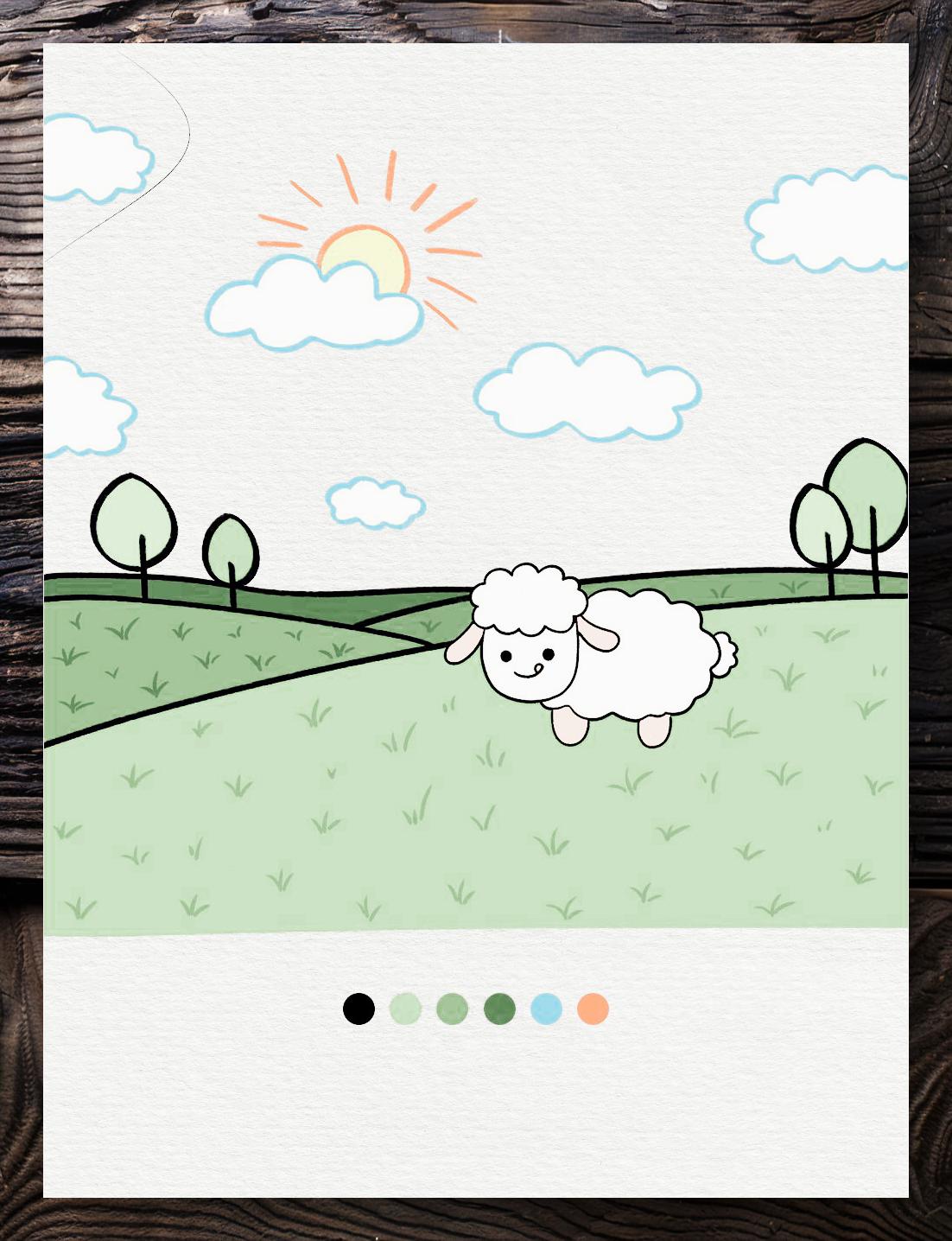 小绵羊草原简笔画分享