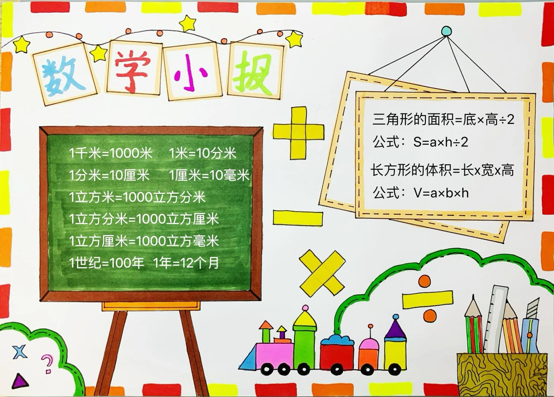 数学1000以内的手抄报图片