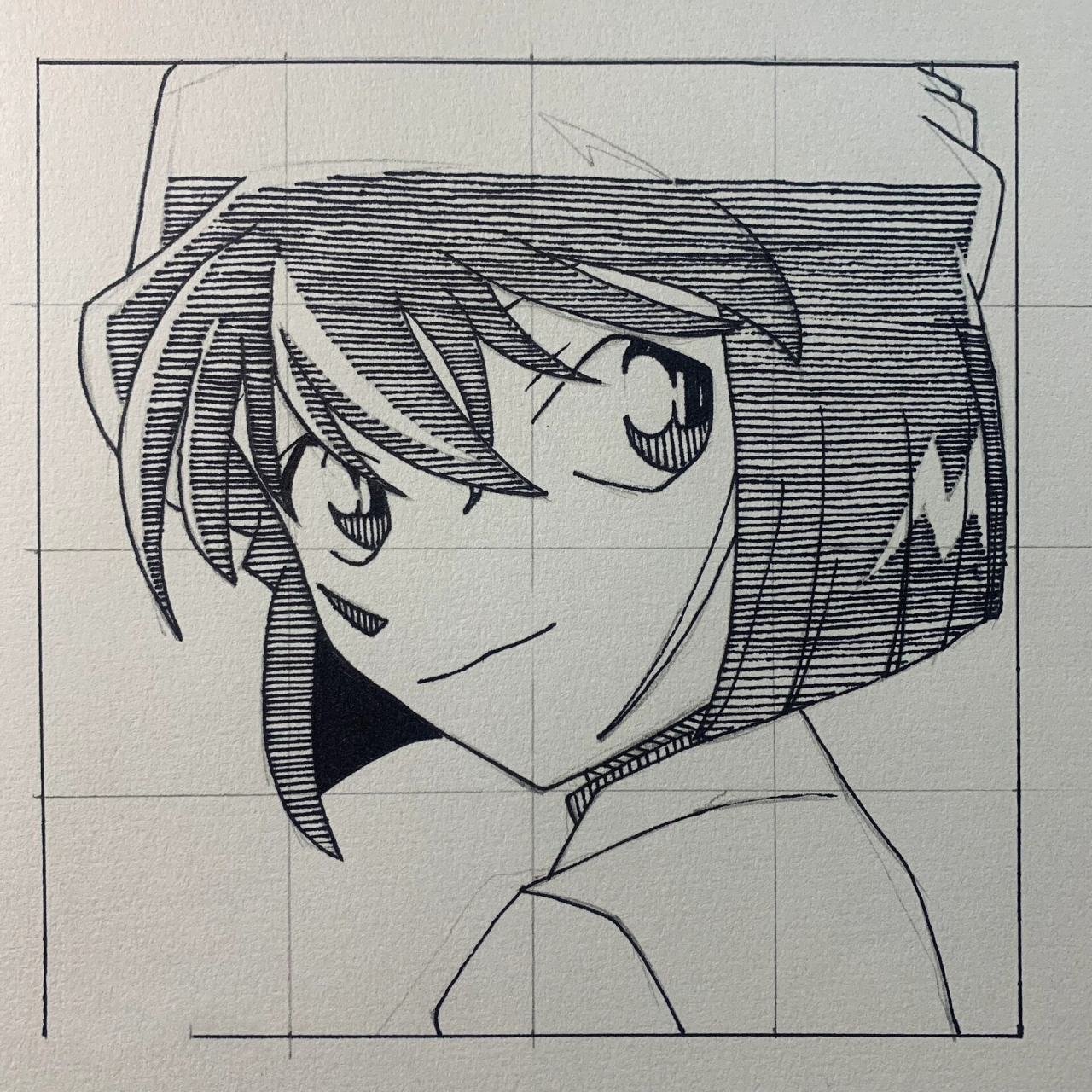 【名侦探柯南系列】灰原哀头像手绘过程 规格:20cm x 20cm ,16宫格