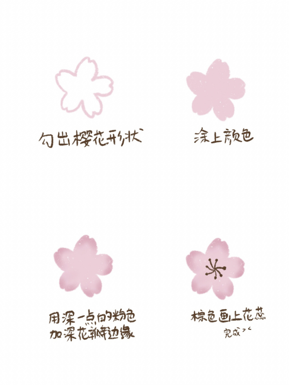 手账简笔画|超简单好看的樱花手绘教程94 内附文字教程哦 简单又