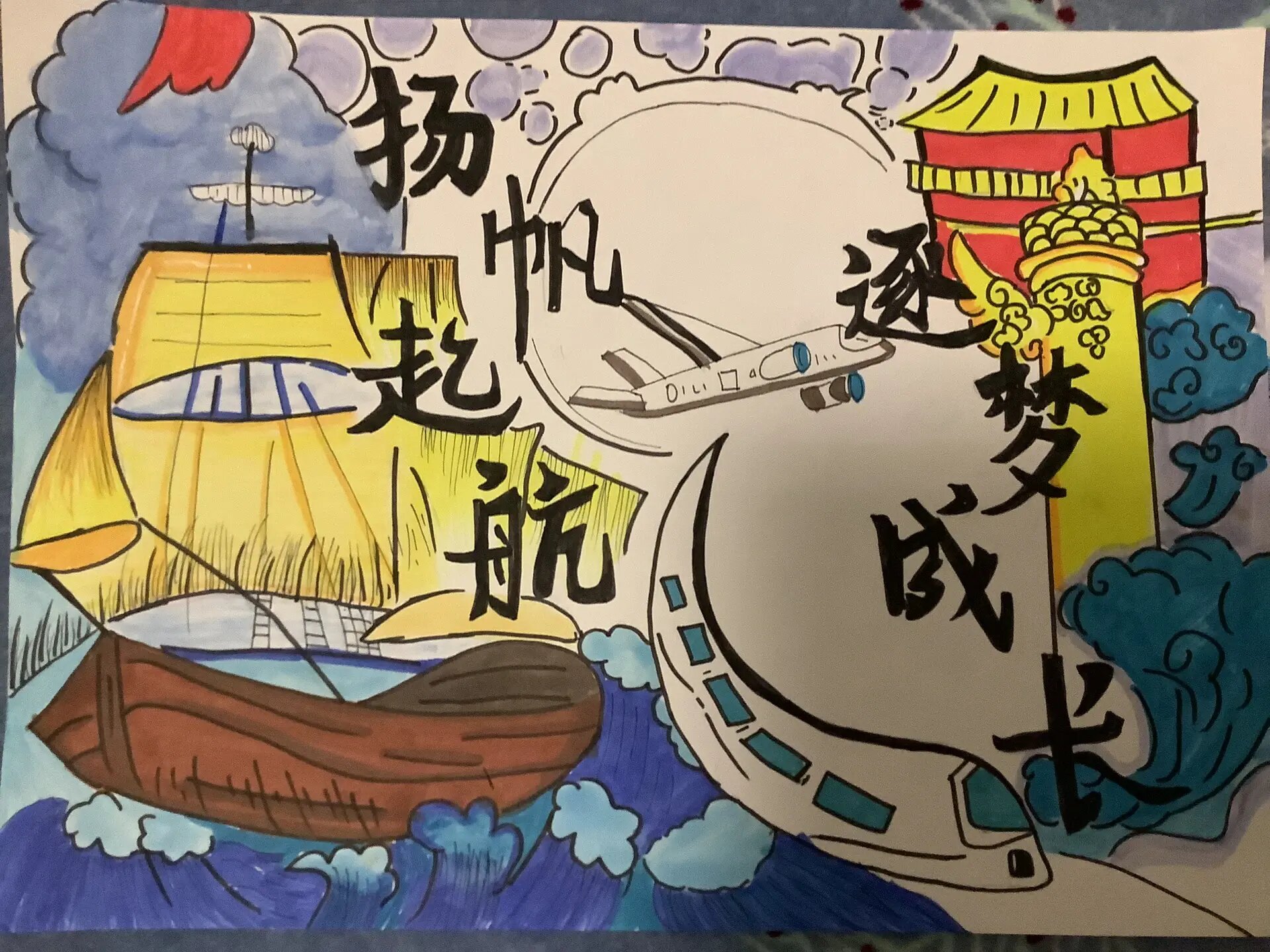 扬帆起航逐梦飞翔手抄报