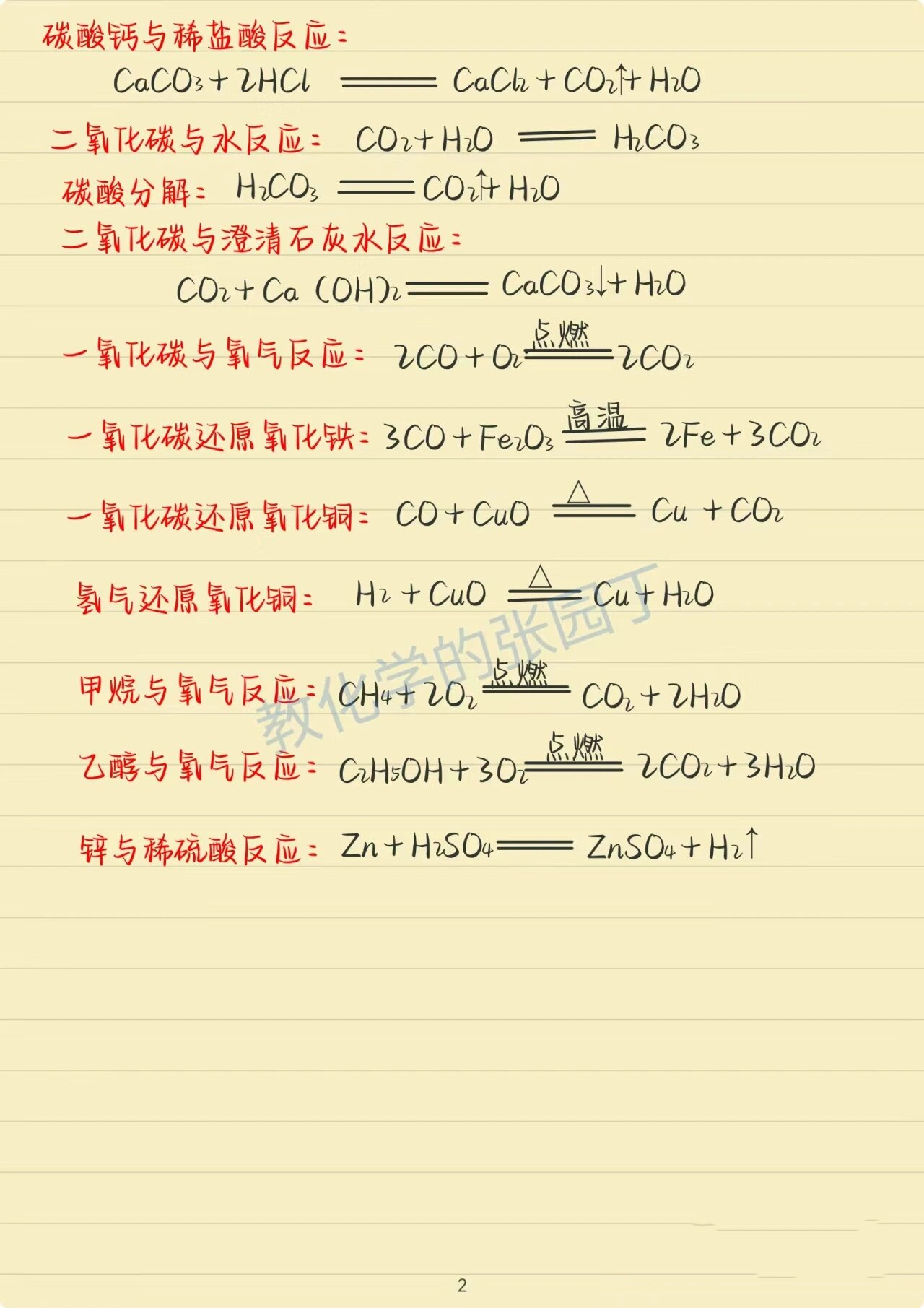 123个初中化学核心方程式！全是重点的简单介绍