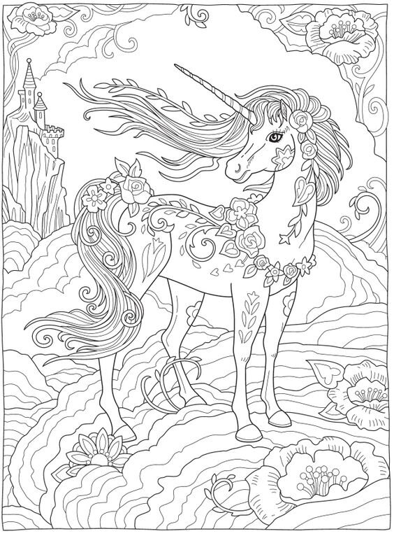 独角兽装饰画线稿