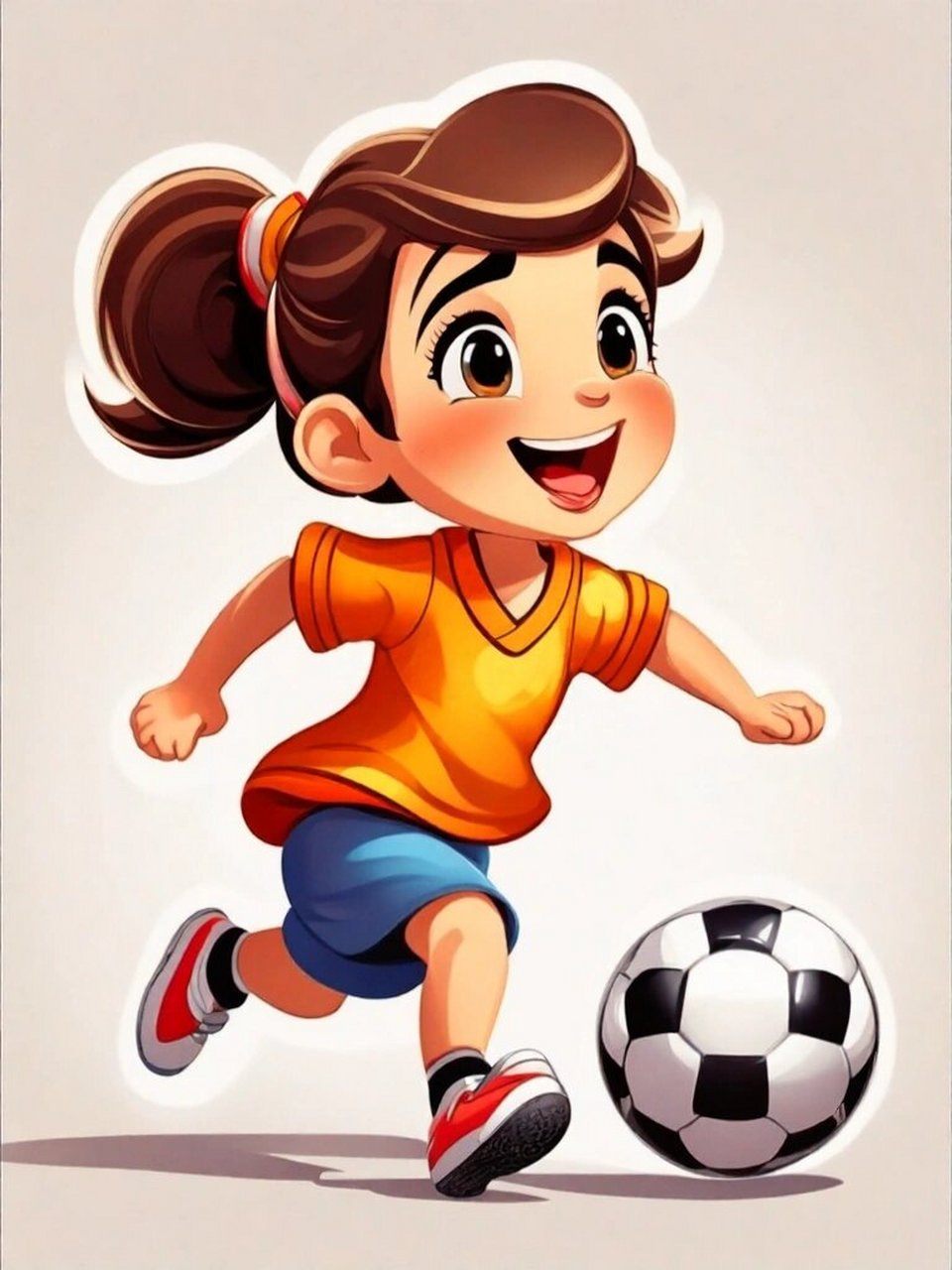 女生踢足球卡通图片