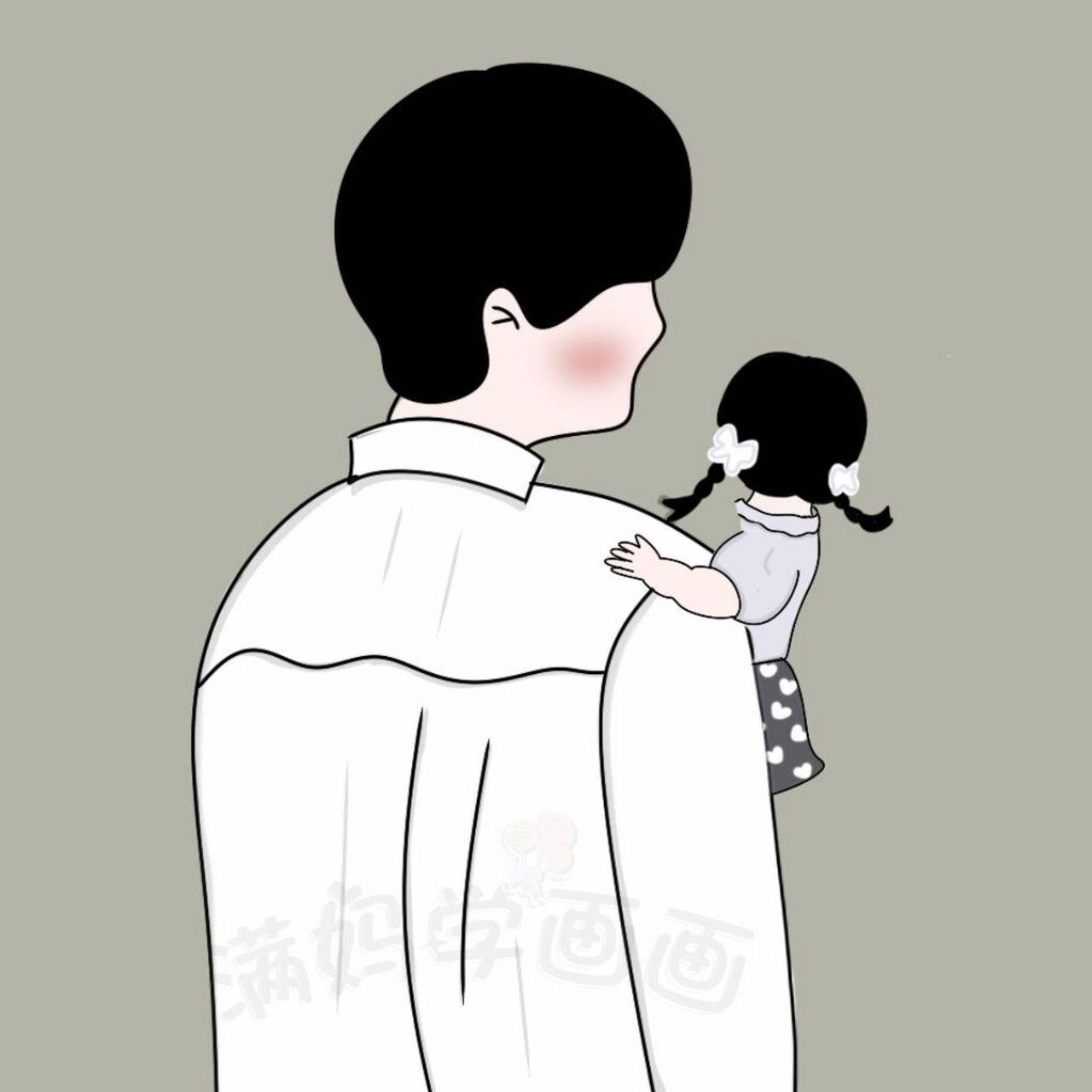 原创手绘亲子头像背影可爱情侣亲子头像女宝 好好享受吧,她很快就长大