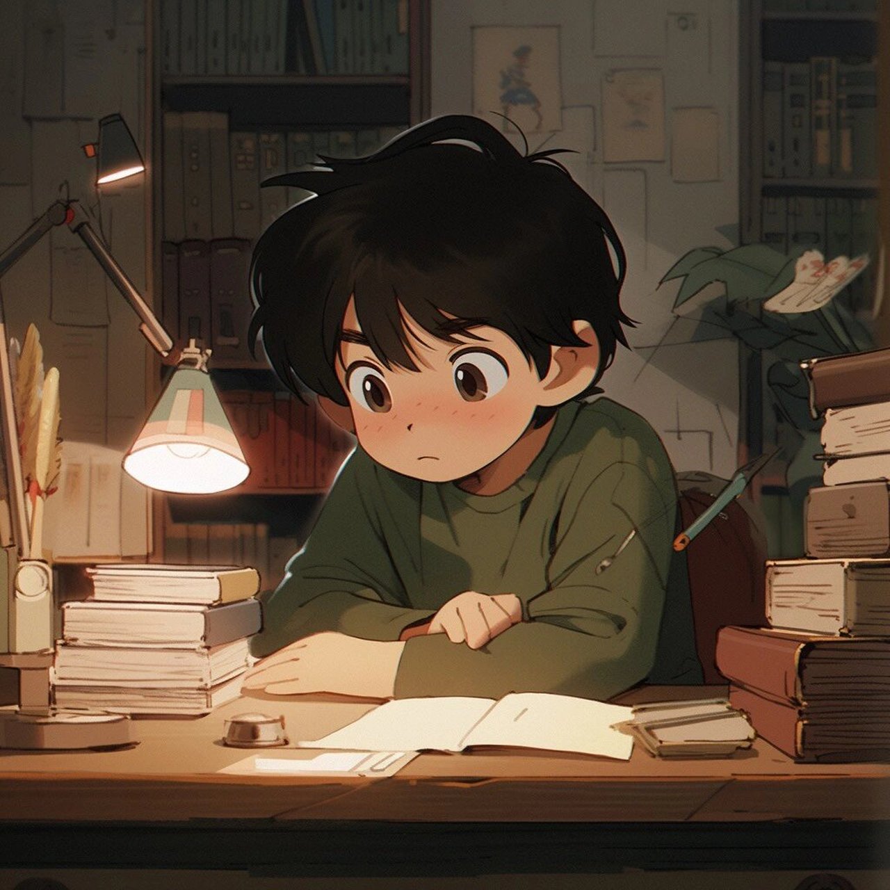 学霸头像/你认真学习的样子最好看! 像不你家娃放学回来做作业的样子!