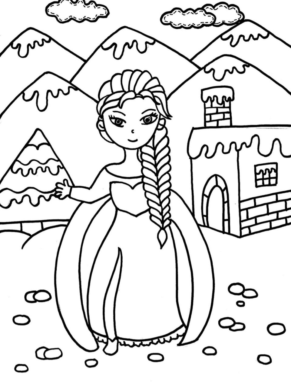 艾莎公主儿童绘画附步骤图 艾莎公主绘画 材料:素描纸,勾线笔,马克笔