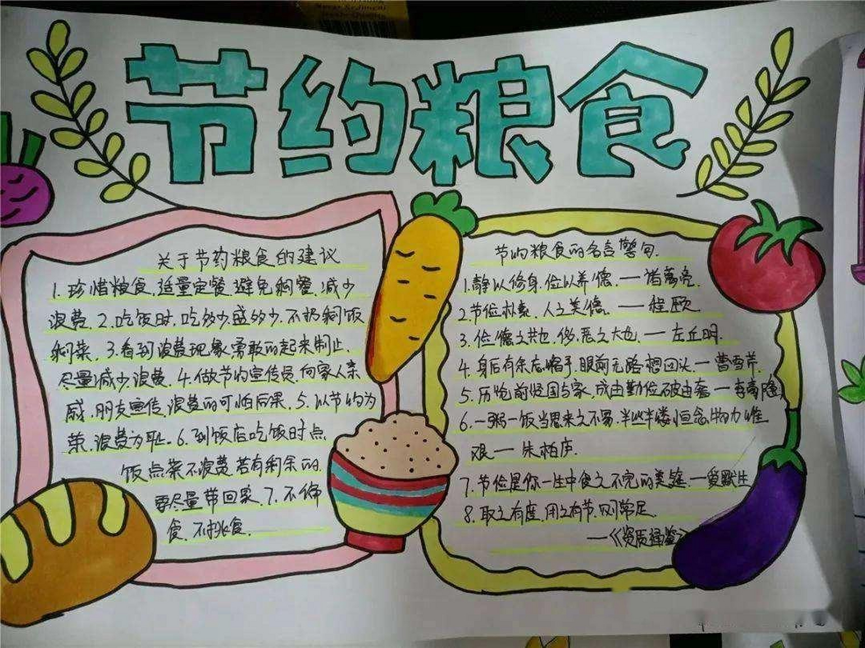 制止餐饮浪费手抄报