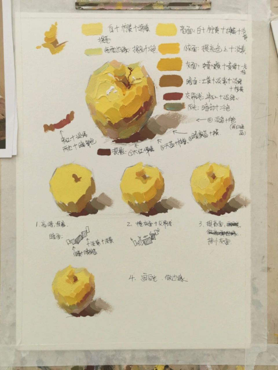 联考美术生水粉苹果调色画法