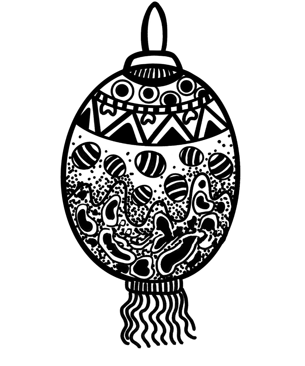 《元旦花灯》黑白线描画灯笼合集 喜迎元旦!