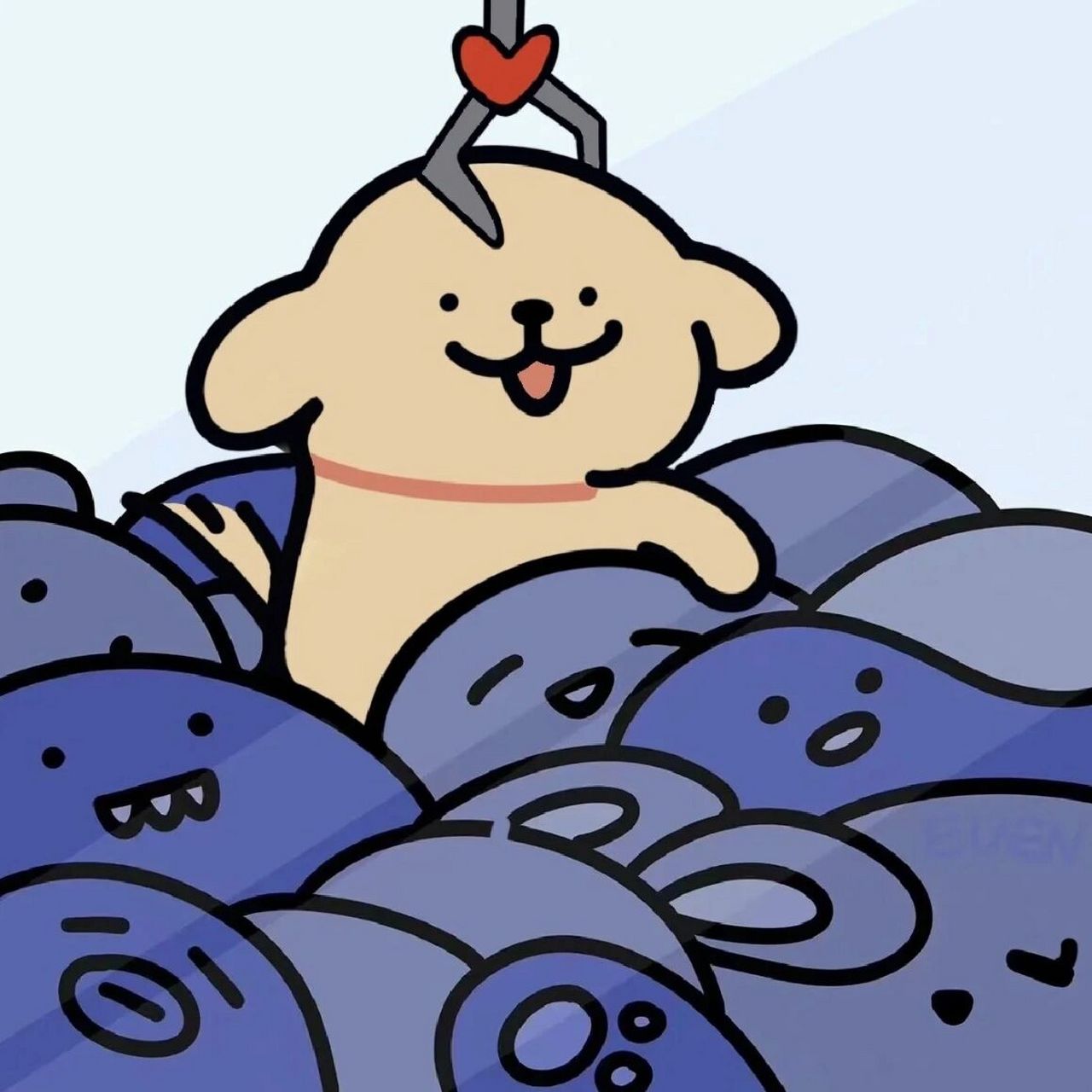 线条小狗情头 卡通头像 好可爱