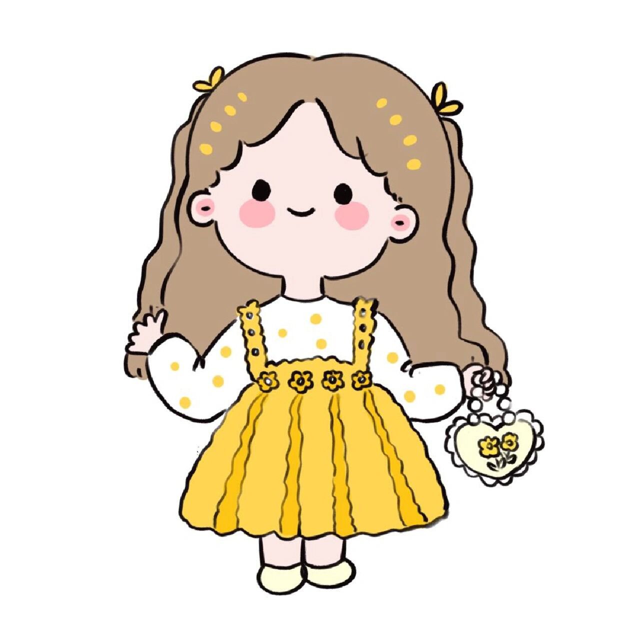 可爱小女孩简笔画贴纸手帐素材