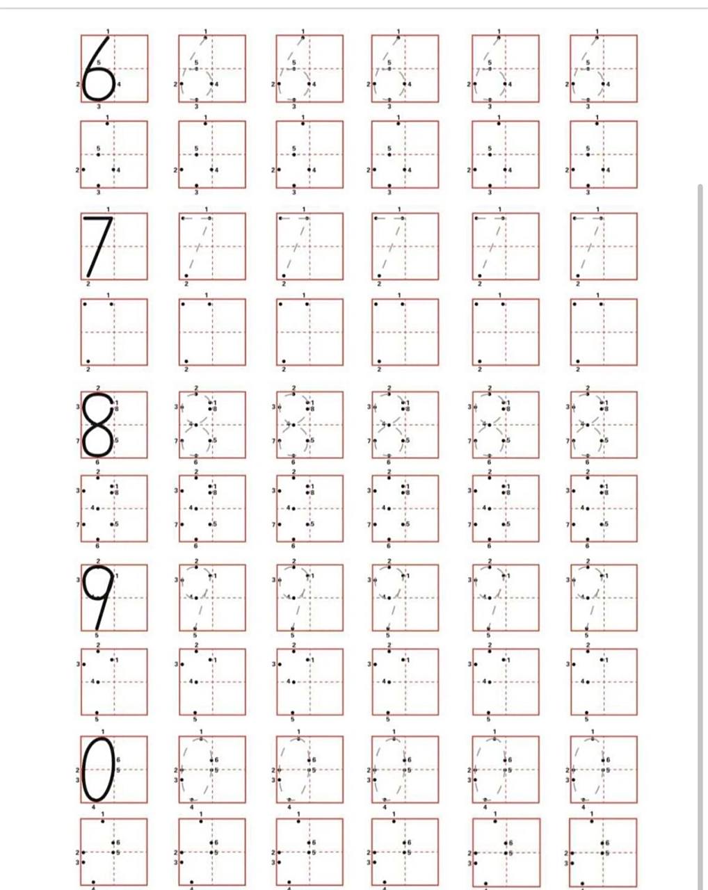 1-10数字描红,数字笔顺