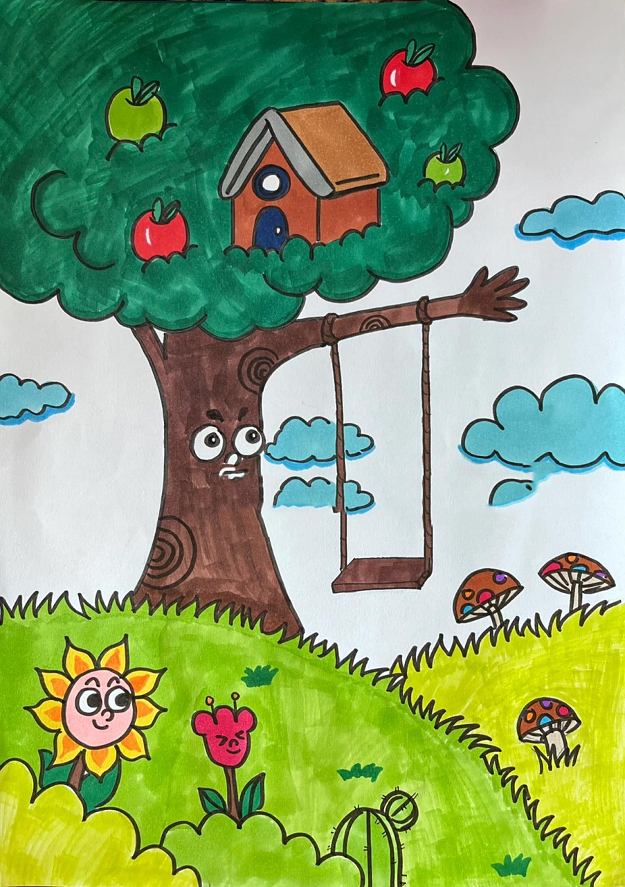 儿童创意画——苹果树(附步骤)