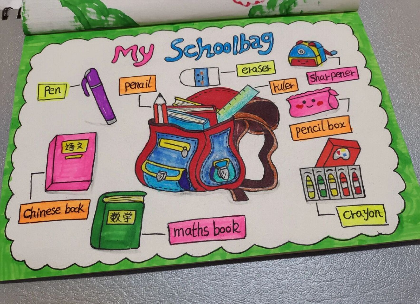 四年级英语小报  我的书包