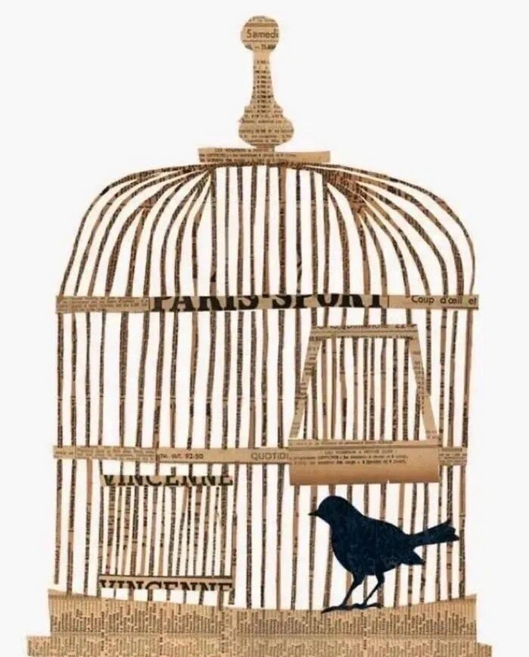 艺术分享91用旧报纸拼贴出的可爱小物 拼贴艺术家denise fiedler 用