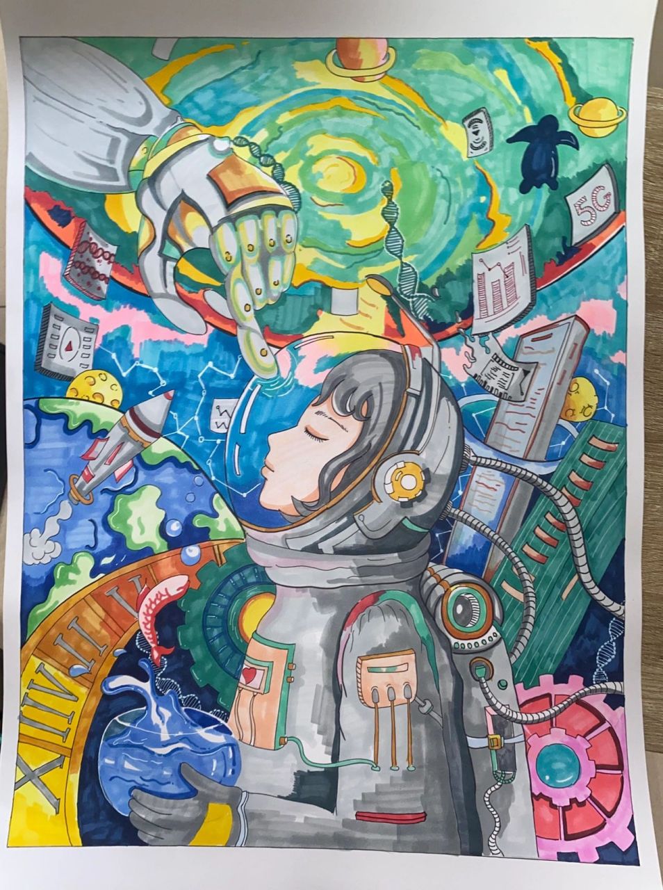 科幻画绘画 临摹   真的很厉害 构图简单大方 颜色超好看