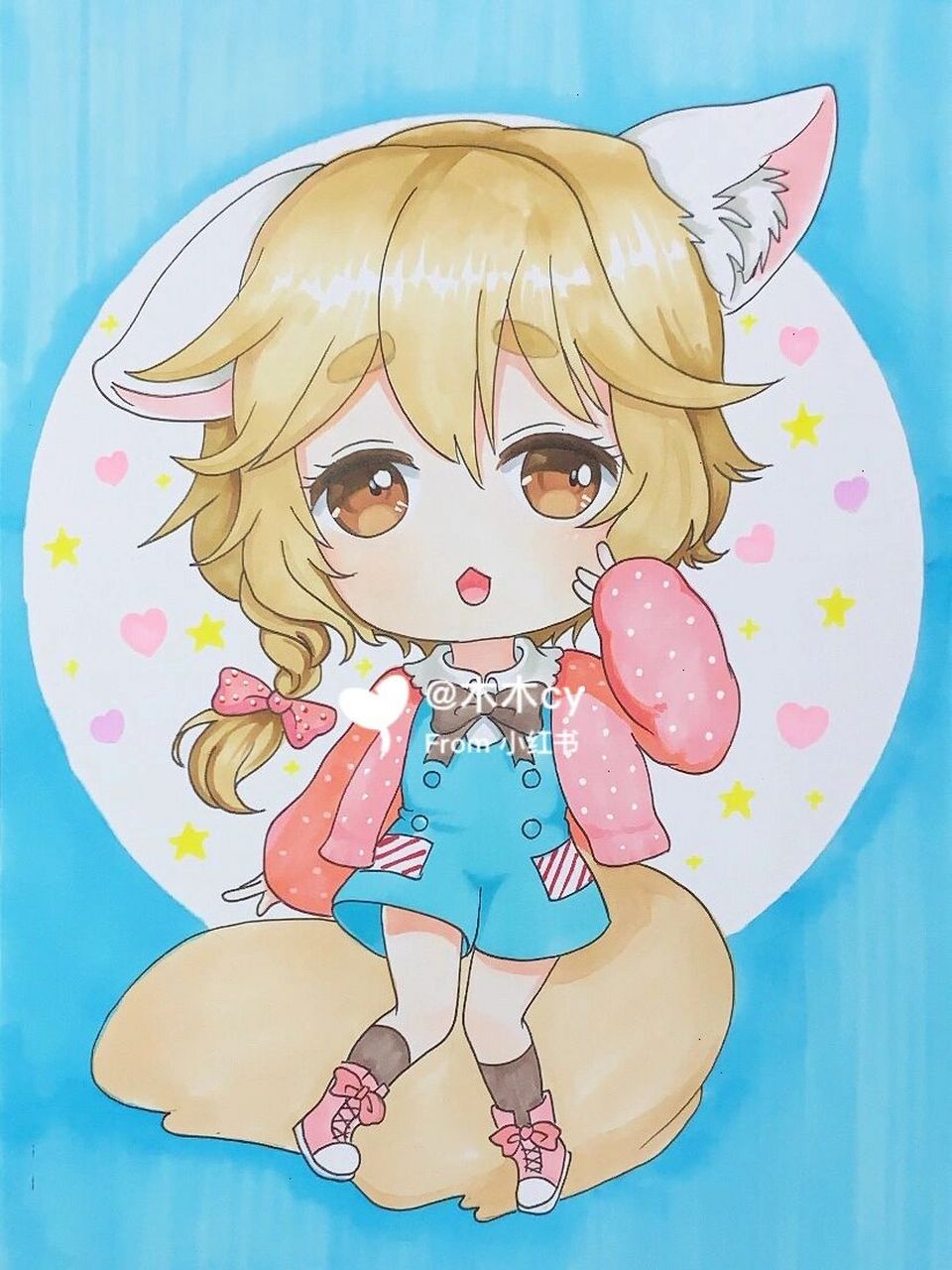 play)马克笔 q版动漫练习[并不简单]   加了背景和不加背景哪个好看