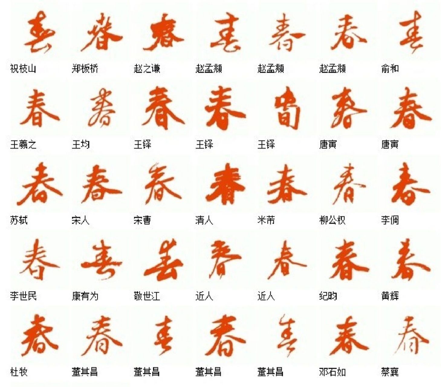 40个春字写法图片