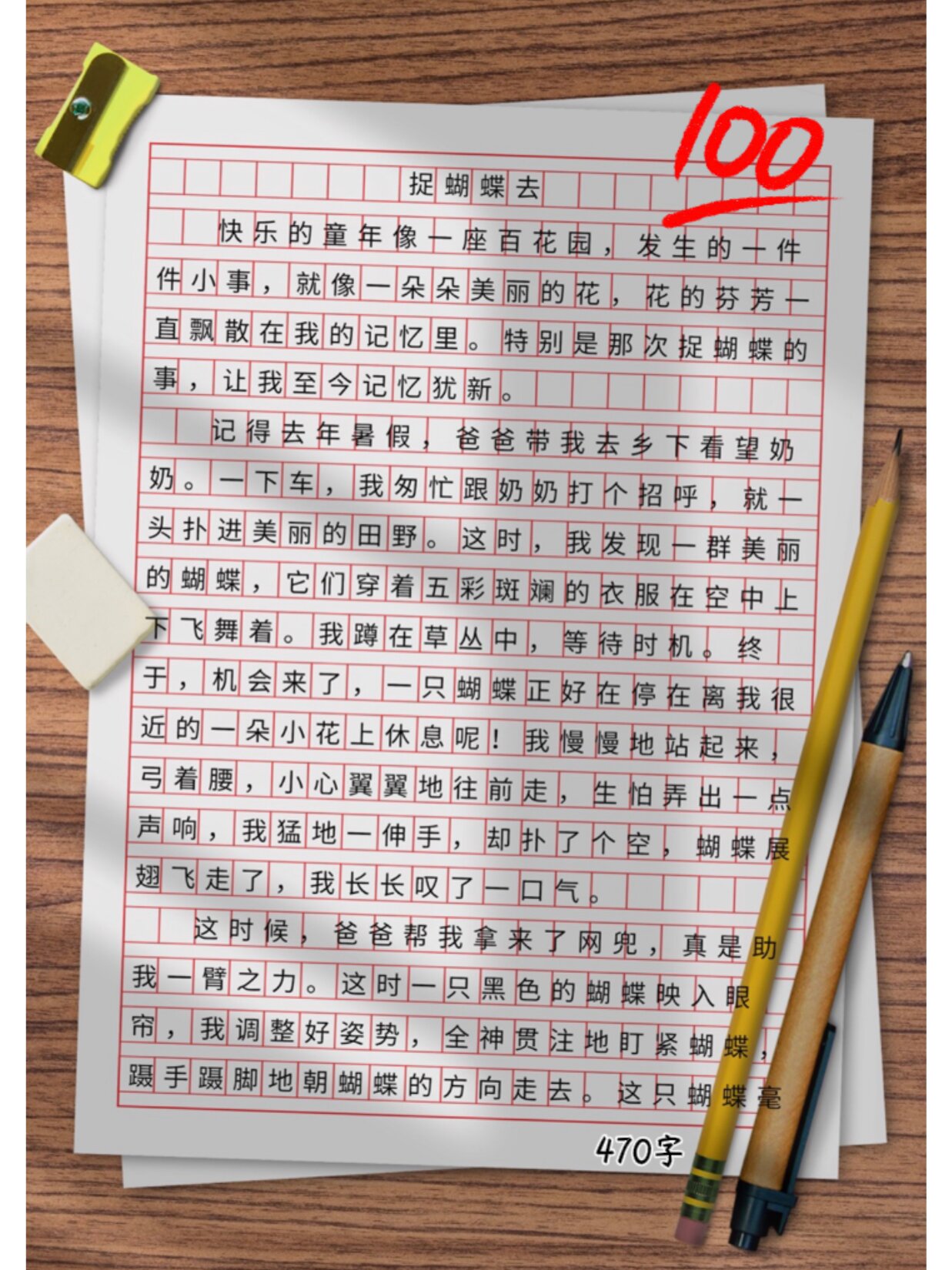 四年级生活万花筒作文400字《捉蝴蝶》