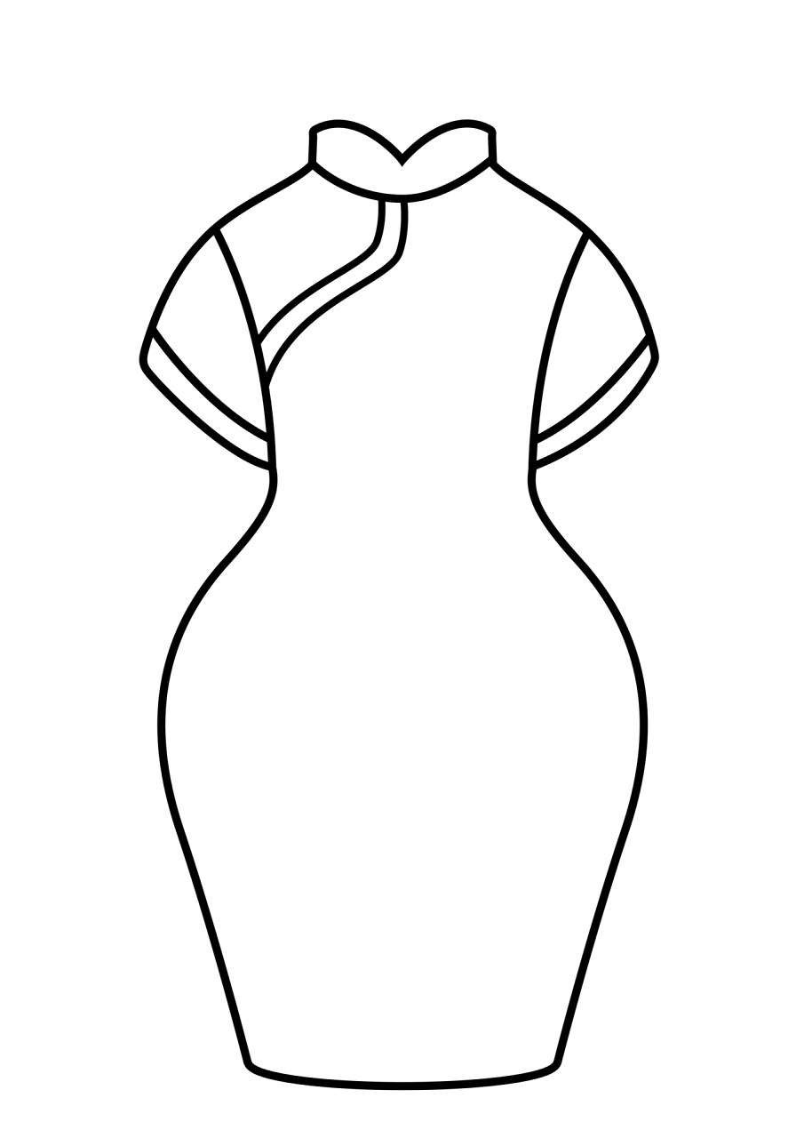 旗袍简笔画(素材保存可直接打印)  旗袍简笔画