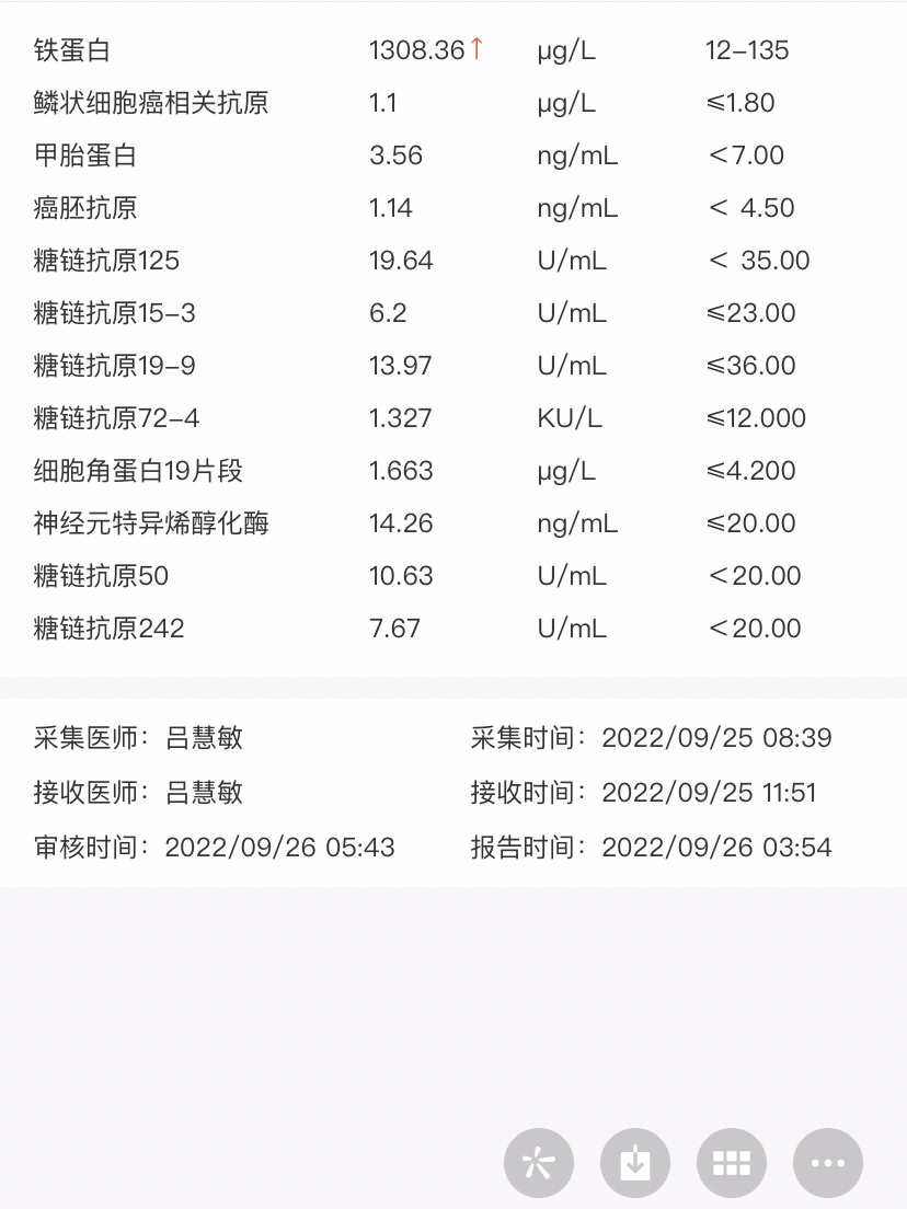 铁蛋白高了10倍🌚🌚 从4月无意一次抽血做了个肿瘤指标,发现了铁