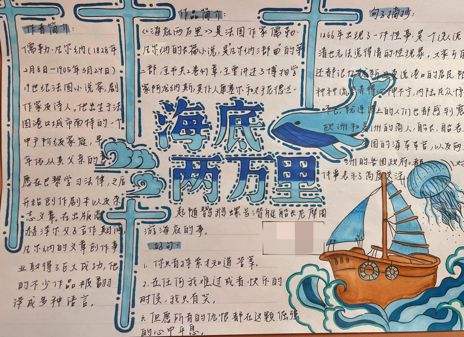 骆驼祥子 海底两万里 手抄报00 寒假作业手抄报 浅做了一下 给大家