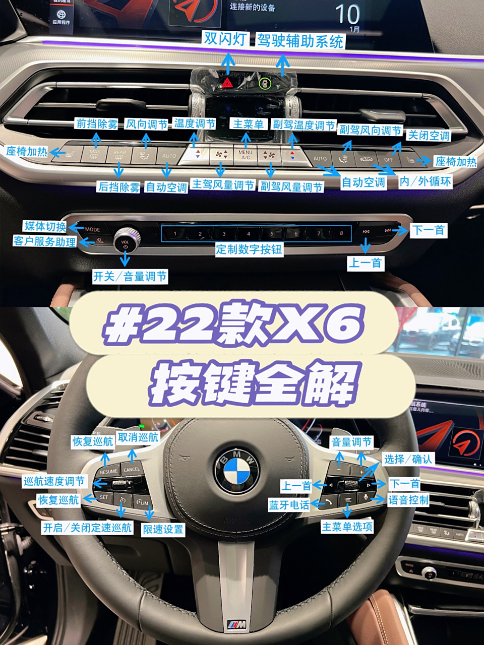 07宝马22款x6超全按键说明!