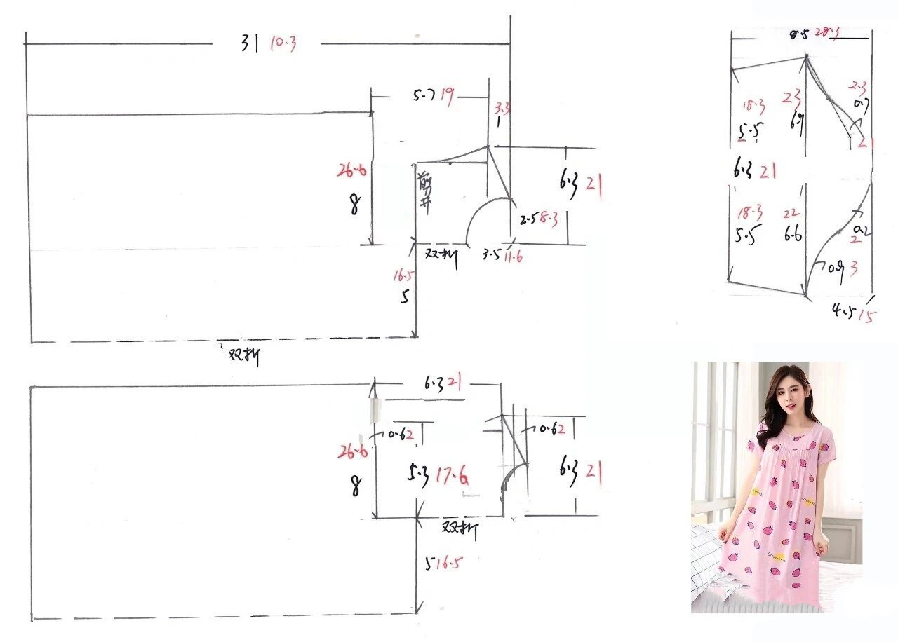 夏季宽松棉绸睡裙剪裁图