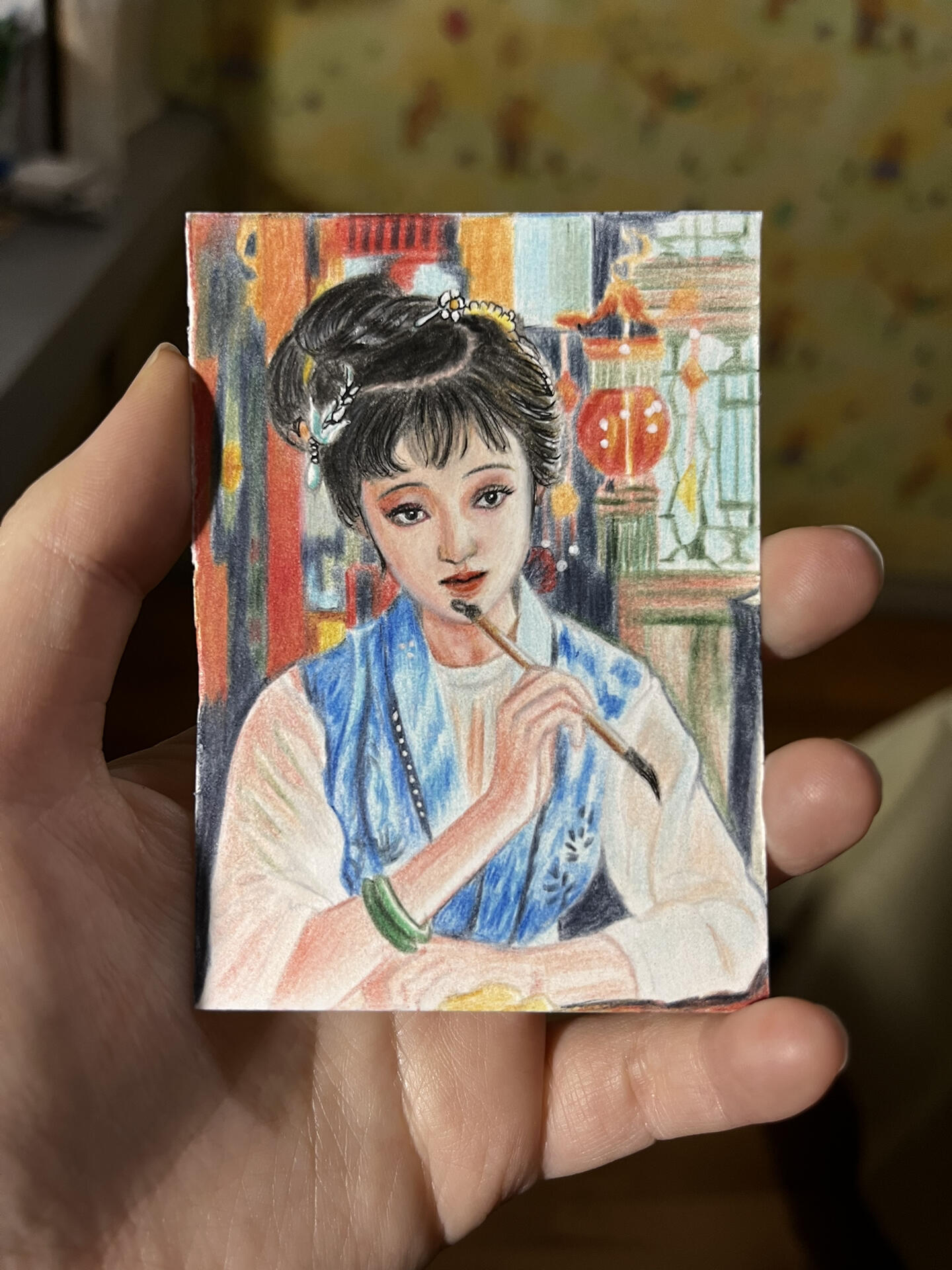 彩铅手绘小卡,林黛玉