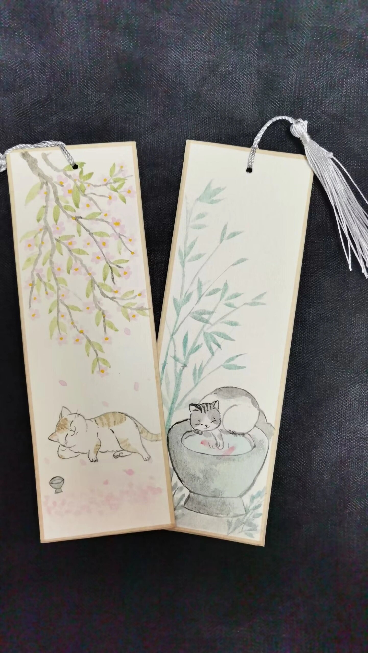 手绘 猫咪书签