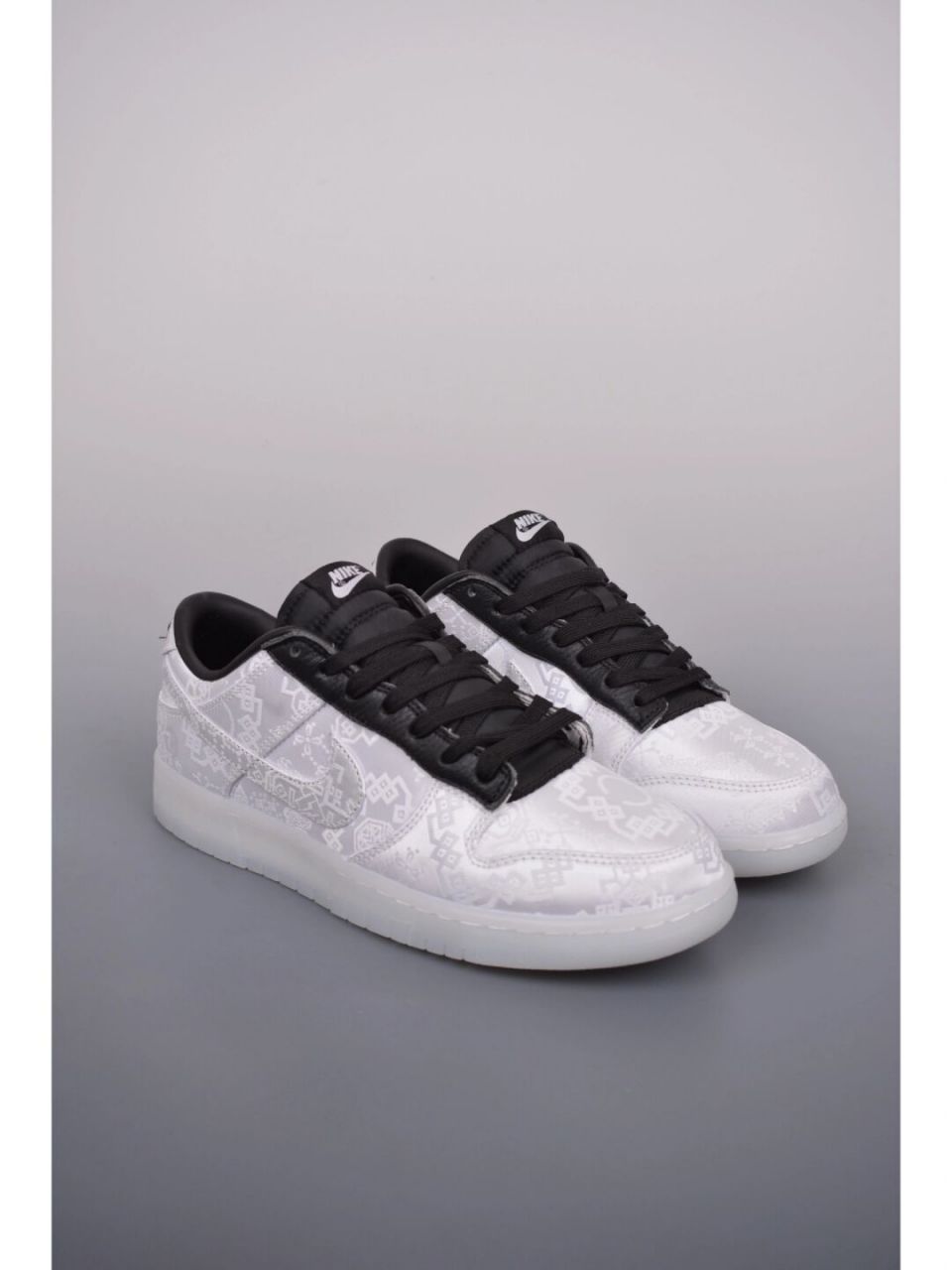 fragment design x clot x nike dunk low 闪电白丝绸 三方联名