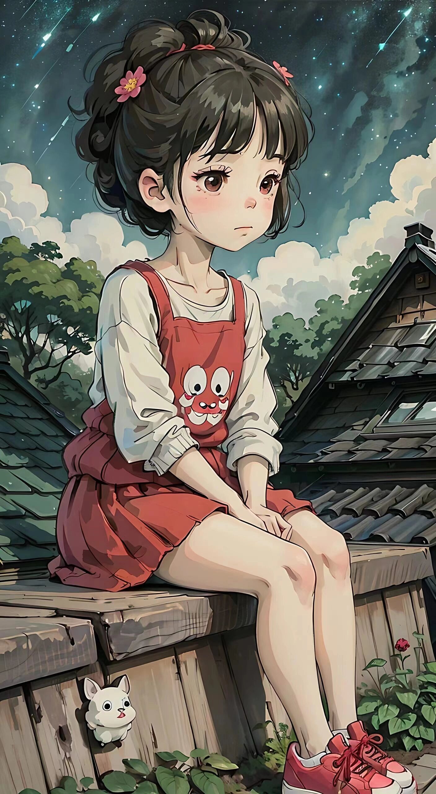 悲伤的小女孩,水墨壁纸