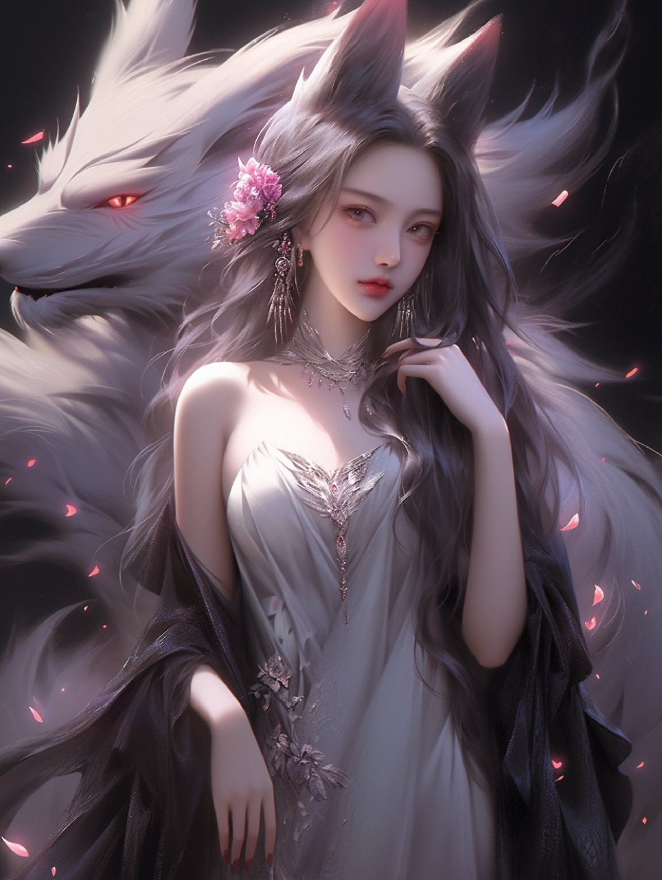 九尾黑狐是不是别有一番风味 9图头像壁纸 粉色九尾狐是妩媚柔情,那