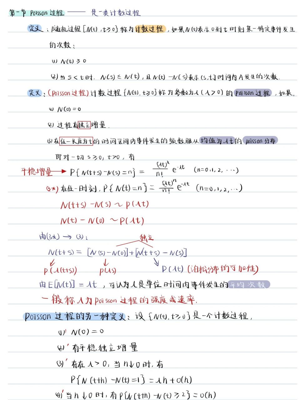 应用随机过程复习笔记(三) 第三章 poisson过程