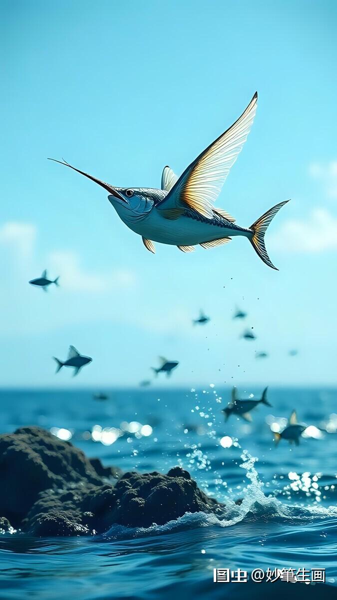 飞鱼胸鳍宽大,好似翅膀