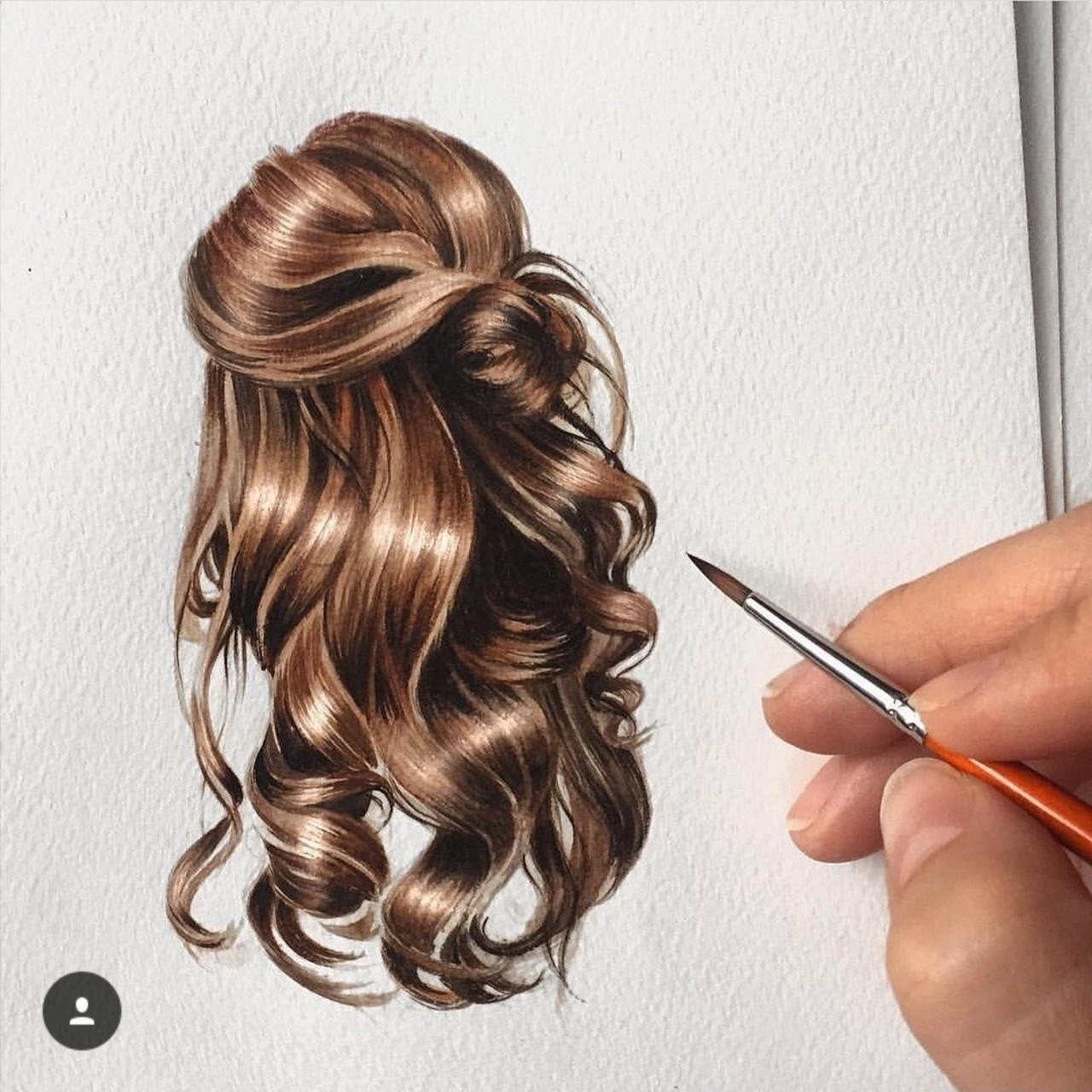 【ins时装画分享23—水彩画头发临摹必备】 之前好多学生问我水彩头发