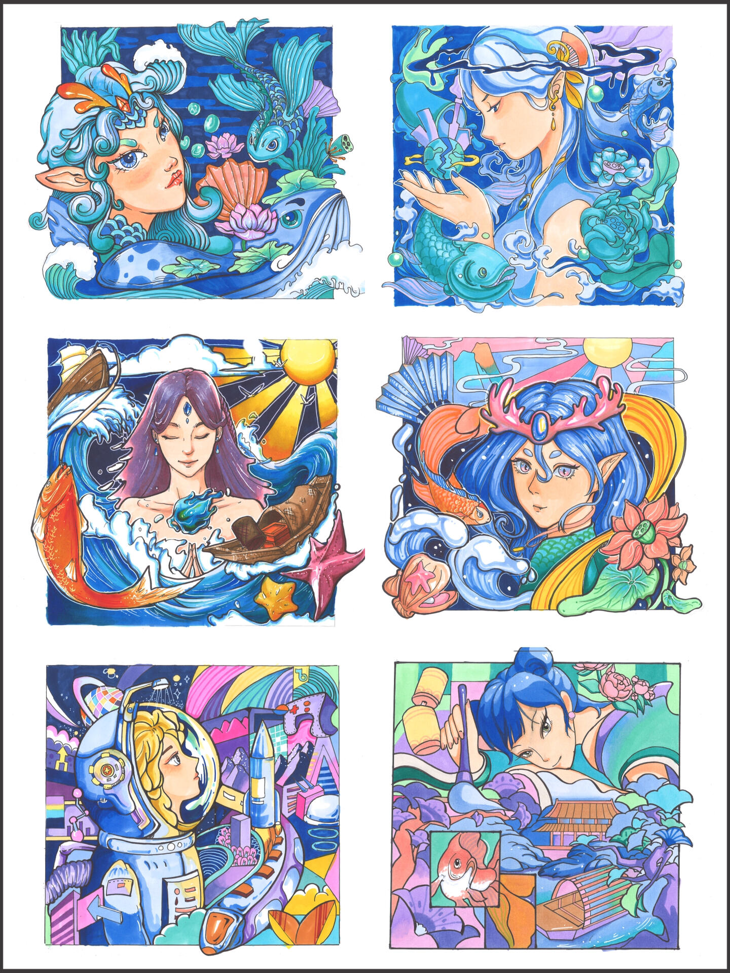 视觉传达·彩色装饰画4⃣️|蓝色系作品合集