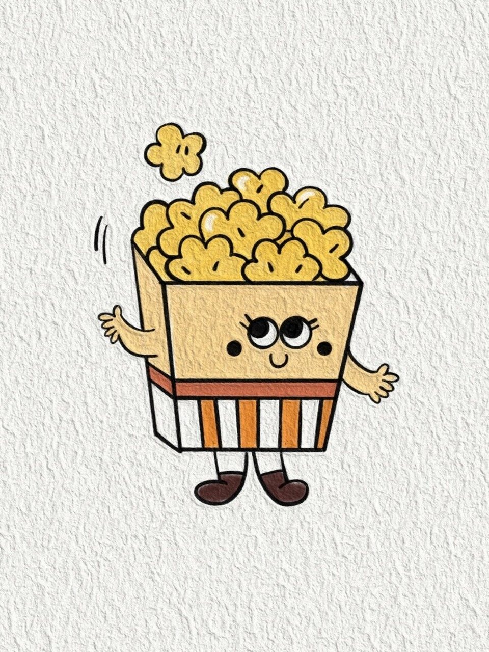 今日打卡 | 鸡米花简笔画附过程 鸡米花,爆米花,傻傻分不清~ 坚持每日