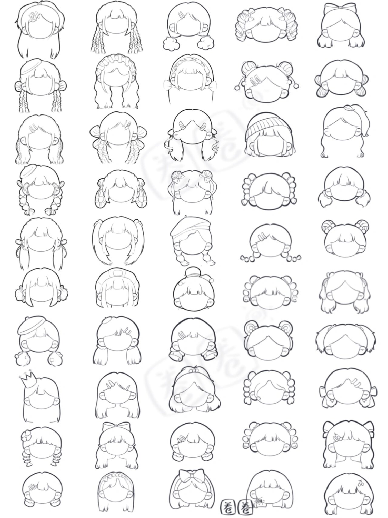 幼师考编 | 儿童画 | 50个女生发型画法合集